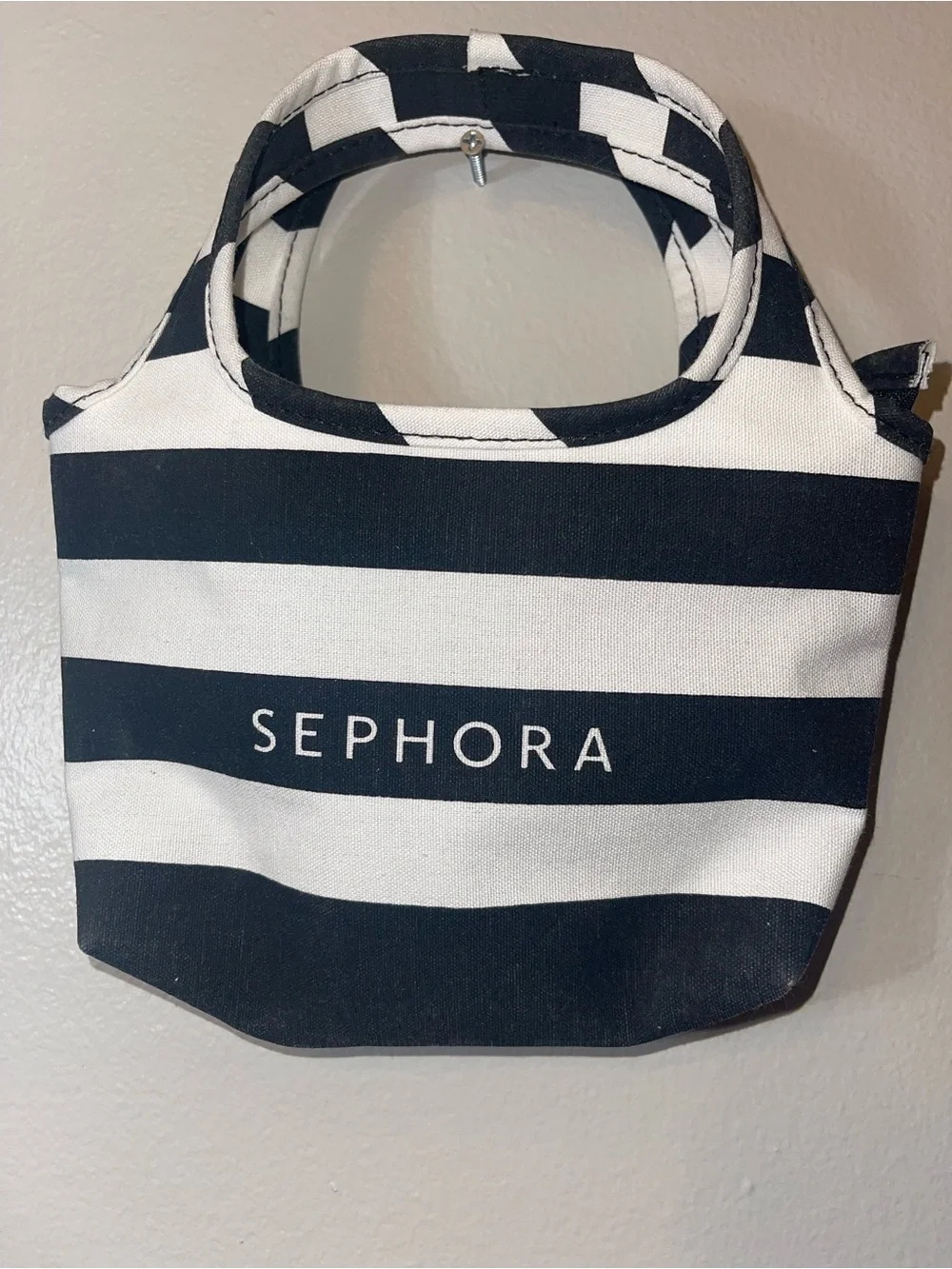 Sephora Black and White Striped Cosmetic Tote